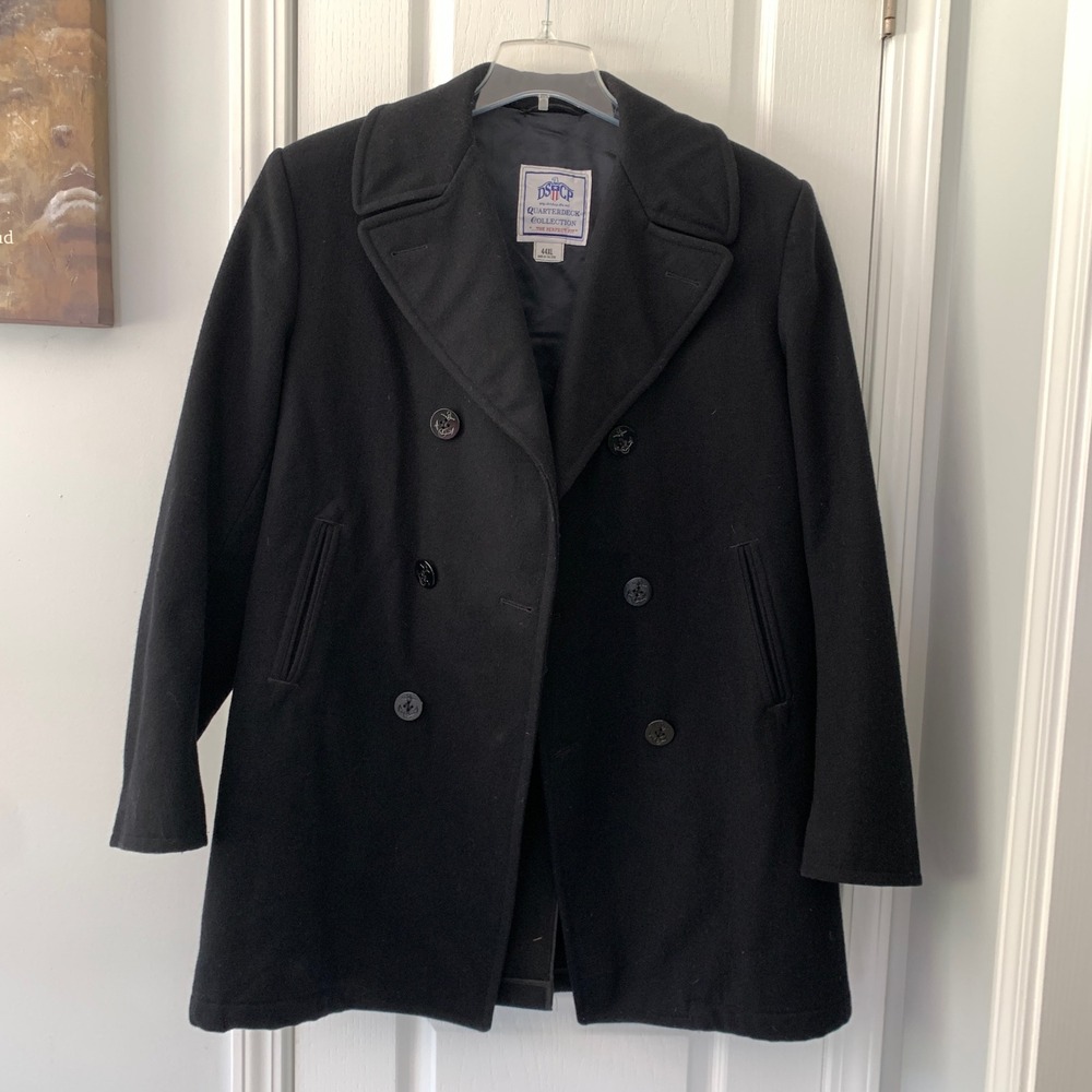 DSCP Quarterdeck Collection Navy Pea Coat Wool Blend Black 44XL 8405-01-154-5799